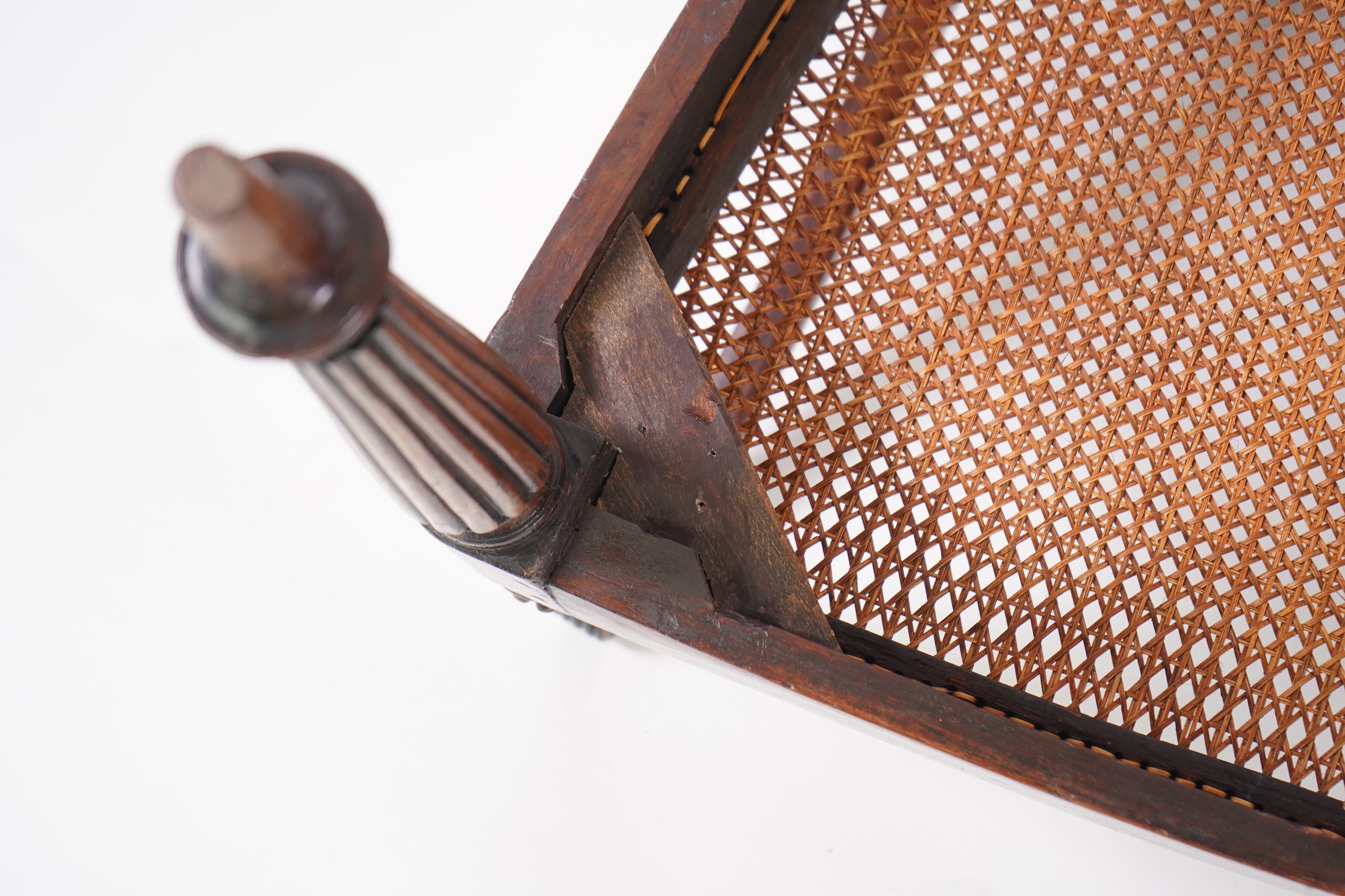 A 19th century mahogany cased 8 day drop dial wall clock, painted wood convex dial, F. Fritschler & co., 54cm